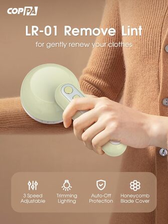 Електричний видалення ворсу COPPA: портативний пристрій для одягу з 6 лезами та 3 швидкостями, з індикатором заряду