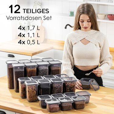 Контейнери для зберігання Meleni з кришкою, набір 12 шт., для кухні, зберігання та організації, BPA Free