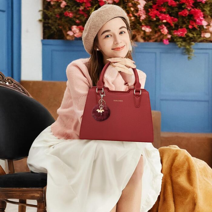 Жіноча сумка IGOLUMON середнього розміру зі шкіри: сумка-тоут, сумка на ручку, сумка на плече (Червона)