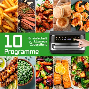 Фритюрниця повітряна GOURMETmaxx AirGenius, 9 л (2 x 4,5 л) з 8 програмами | 2 камери для одночасного приготування | Сенсорний дисплей, для 8 осіб