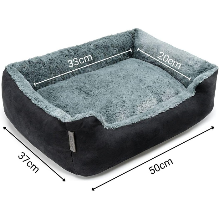 Килимок для собак Lionto з двостороннім подушками та антиковзним дном, міцний лежак для домашніх тварин з глибоким входом, 50x37 см, м'який лежак для собак, чорний/сірий L 50 x W 37 x H 17 см чорний/сірий