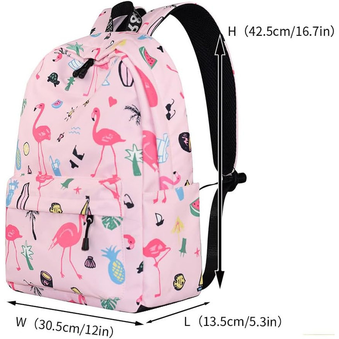 Шкільний рюкзак для дівчаток та хлопців, модний рюкзак для підлітків, водонепроникний, з відділенням для ноутбука, рожевий фламінго