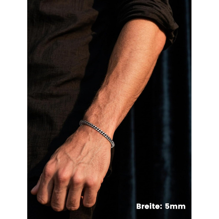 Чоловічий браслет Bestyle з нержавіючої сталі, ланцюг панцир, ширина 5/7/9/12.5 мм, срібний/чорний/золотий, довжина 19/21/23 см - ідеальний подарунок для чоловіків