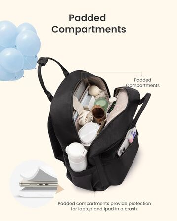 Сумка-рюкзак LOVEVOOK для жінок, підійде для ноутбука 15.6 дюймів, стильна міська сумка для підлітка, водонепроникна шкільна сумка, casual рюкзак для роботи, навчання, подорожей, чорна