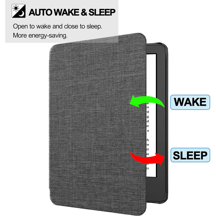 Чохол TOKILO для Kindle 6' E-Reader (11-те покоління 2024/2022), м'яке PU-шкіряне покриття з автоматичним увімкненням/вимиканням, не сумісний з iPad/Kobo/Tolino/Pocketbook/Sony E-Book Reader, темно-синій (сірий).