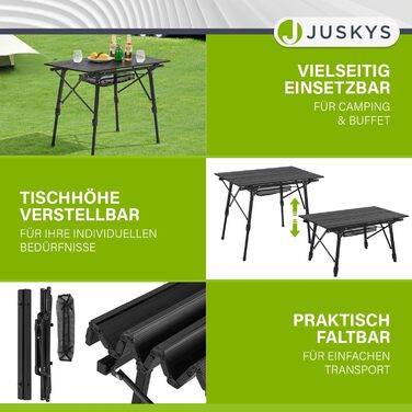 Стол для кемпінгу Juskys Picco - алюмінієвий, 90x52 см, легкий, складний, регульований по висоті - для кемпінгу, саду, відпочинку на природі. Чорний