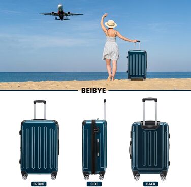 Чохол-валіза Beibye Hartschalen Trolley Rollkoffer Reisekoffer, 55 см, 40 л, полікарбонат, світло-зелений (ручна поклажа)