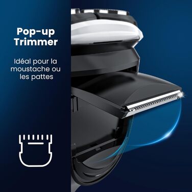 Електричний чоловічий бритва SweetLF з прецизійним тримером та функцією вологого/сухого гоління, IPX7 водонепроникний, з індикатором заряду (блакитний/чорний срібний)