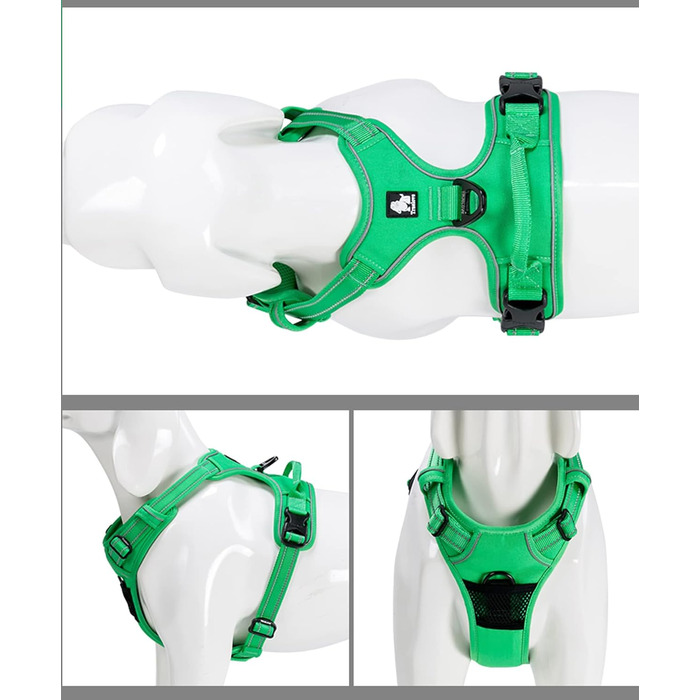 Нашийник для собак Truelove TLH5651, запобігає тягненню, світловідбиваючі шви, для активного відпочинку (XS, трав'янисто-зелений)