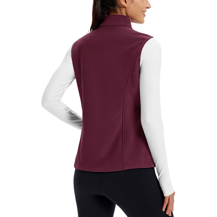 TACVASEN жіноча флісова жилетка для активного відпочинку, без рукавів, тепла жилетка з кишенями на блискавці, спортивна жилетка для жінок, колір: бордовий