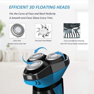 Електричний чоловічий бритва Rotations, вологостійкий IPX7, з прецизійним тримером та функцією блокування для подорожей