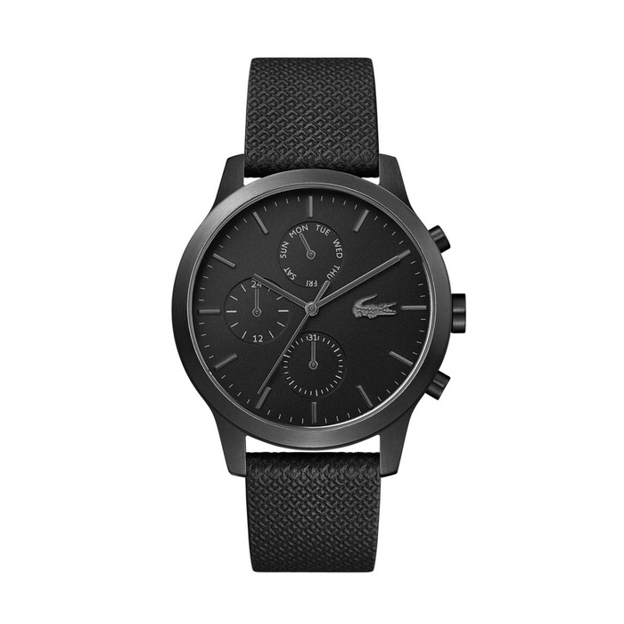 Годинник чоловічий Lacoste 12.12 кварцовий з чорним шкіряним ремінцем 2010997