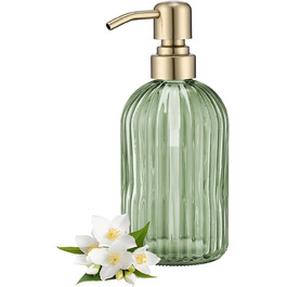 Дозатор для мила з бурштинового скла, 473 мл, з щіткою з золота, для ванної кімнати та кухні