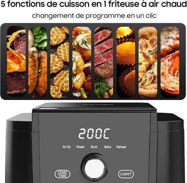 Iceagle Dual Chamber Hot Air Fryer 10L - XXL Hot Air Fryer 2600W, Air Fryer with 2 Baskets, 8 Programs, Oil-Free Hot Air Fryer, Match Cook & Smart Finish Function, including Recipe Book 10L Dual