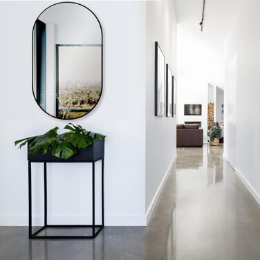 Круглий настінний дзеркало HOKO Design 50x90 см з металевим каркасом (чорний). Можлива вертикальна та горизонтальна установка. Для ванної, коридору, спальні, вітальні та їдальні.