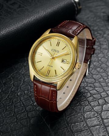 Годинник чоловічий CIVO з нержавіючої сталі: прості аналогові годинники для бізнесу з підсвічуванням дати - водонепроникні для роботи та відпочинку - стильний подарунок для чоловіків (колір: коричневий)