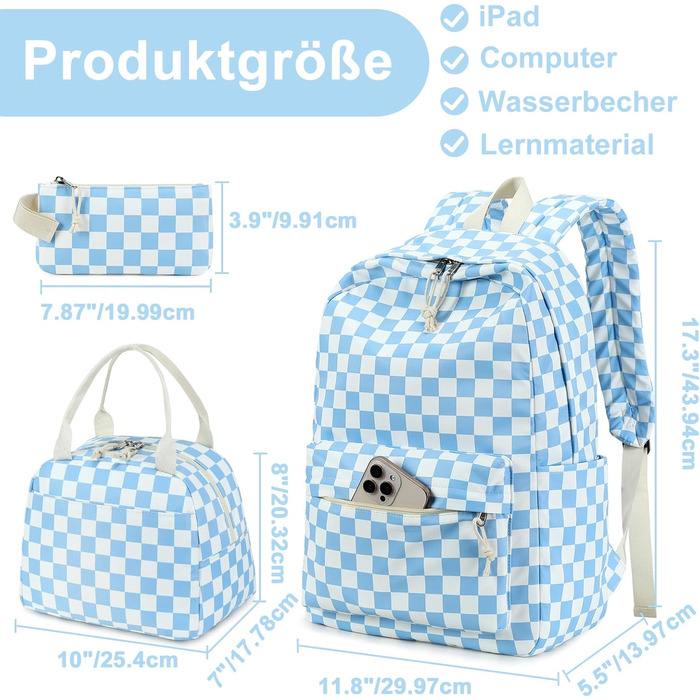 Шкільний рюкзак LEDAOU для хлопчиків та дівчаток-підлітків, білий з ромашками, чорний, блакитно-білий, для щоденного використання