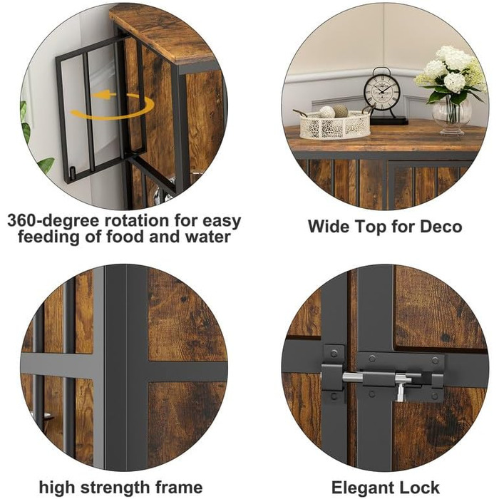 Клітка для собак ROOMTEC 106,7 см, кутова, з мискою, дерев'яна, для дому, 42.5'x23.8'x26.7'