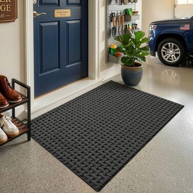 Приamatkan килимок для входу LUMI 90x150 см, вологопоглинаючий та мийний килимок з антиковзаючим гумовим покриттям, сірий