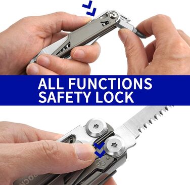 ROCKTOL 19-in-1 Multifunction Pliers - Titanium Coated EDC Tool with Safety Lock & Nylon Sheath - Gift for Men