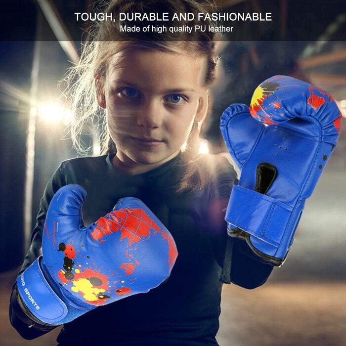 VGEBY1 Children's Boxing Gloves, PU Kids Sparring Punching Training Gloves Fighting Gloves for 2-11 Years Old (Blue) Sports Equipment for Kids