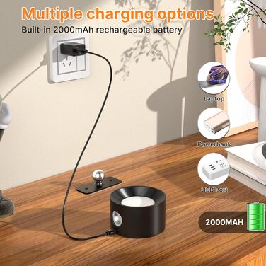 LED настільна лампа настінна з USB-зарядкою, 3 кольори та 3 рівні яскравості, 360° поворот, сенсорне керування, 2 шт. (білий, чорний)
