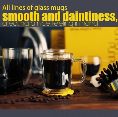 Набір склянок для еспресо та кави 2 шт., подвійні стінки, ізольовані, 250 мл/350 мл