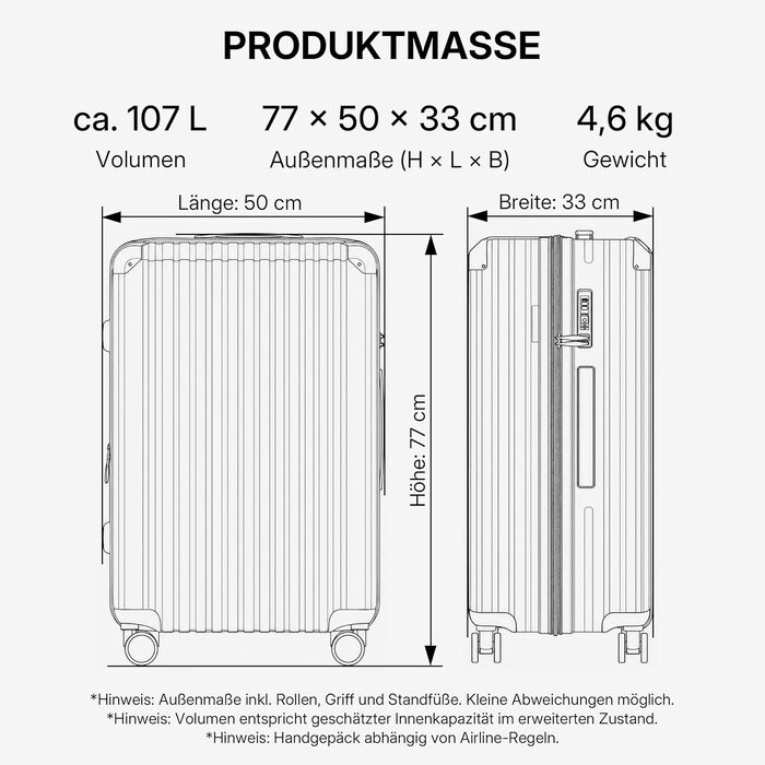 Набір валіз Münicase M816 з жорстким корпусом та TSA-замком, 3 предмети, темно-синій
