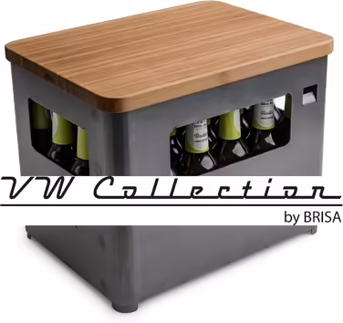 BRISA VW Collection - Volkswagen Fire Basket Grill Bowl made of Corten steel in beverage crate form Multifunctional (Black/Corten steel)