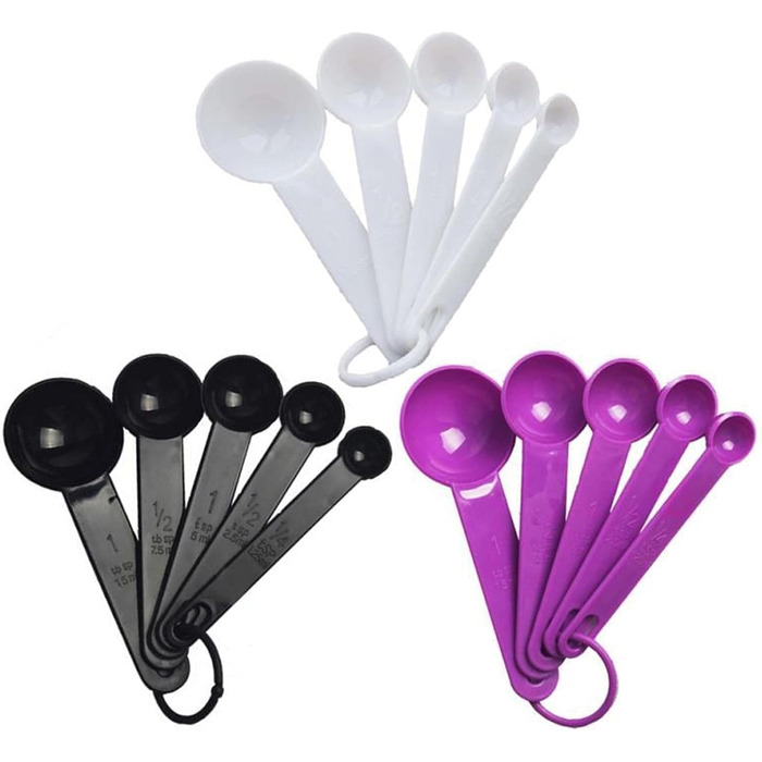5-Piece Measuring Spoon Set with Teaspoons, Measuring Cups for Coffee and Sugar, including a Scale, Baking and Cooking Tools for the Kitchen (Color: 5-Piece Black) (5-Piece Black)