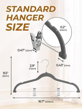 Вешалки для одягу з велюру HOUSE DAY, 24 шт. з кліпсами, ультратонкі, неслизькі, економія місця (сірі)