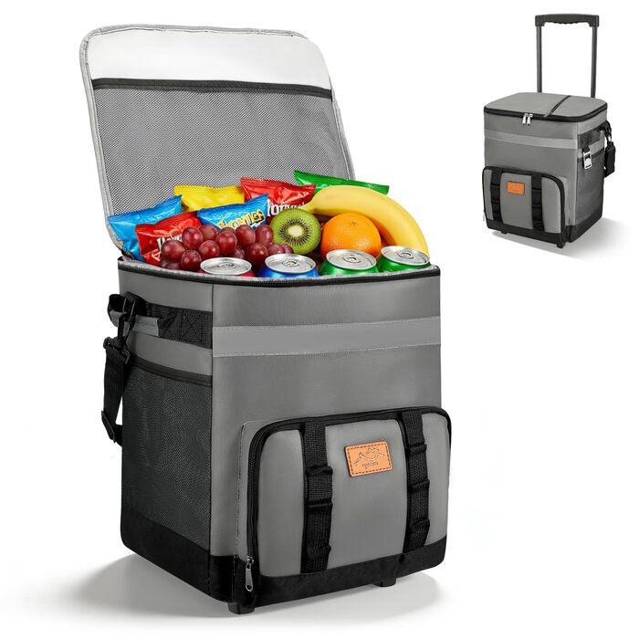 Термосумка-холодильник 35л з колесами, велика, складніша, для пікніків, кемпінгу, пляжу та BBQ, вологостійка
