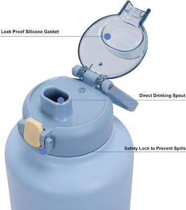 GiNT Ізольована пляшка для води з нержавіючої сталі для собак та людей, туристичний набір з мисками та сумкою, не протікає, для прогулянок, походів, кемпінгу, авто (Блакитний)