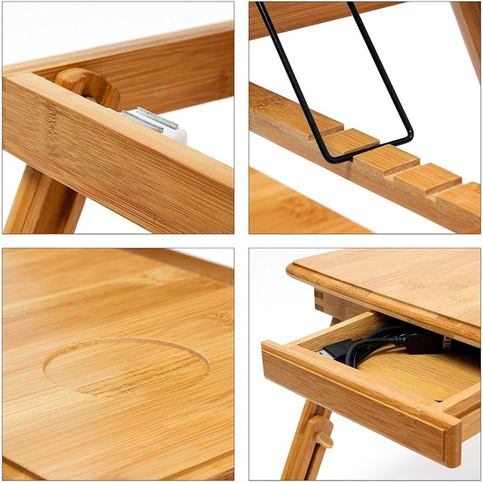 Столик для ноутбука BAKAJI: регульований, складний, 55x35x29 см