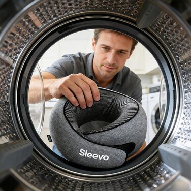 Подушка для шиї з Memory Foam – Подушка-вишенка для подорожей – Ергономічна подушка для літака, з захистом від світла та миючим покривалом, з сумкою – Чорний (L) (Сірий, L)