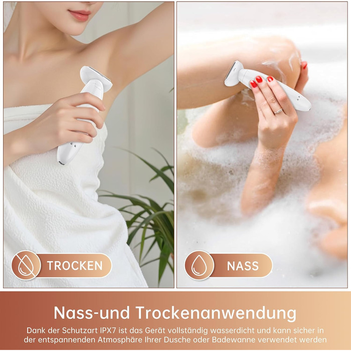 Електричний жіночий тример Lightbiz 5-в-1 для тіла та обличчя, водонепроникний (IPX7), USB-зарядка, білий