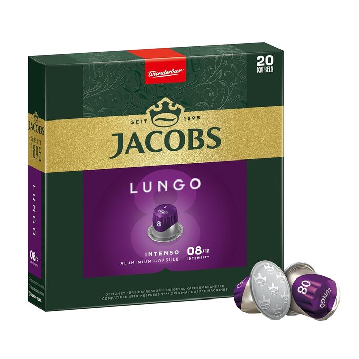 Кавові капсули Jacobs Lungo Intenso для Nespresso, інтенсивність 8/12, мегапакет XXL (200 капсул)