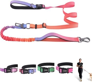 Міцна повідок для собак COSYHOMELONDON, без натягу, з амортизатором, для прогулянок та тренувань, з кріпленням для авторемня, 1,2 - 1,8 м, кольорова