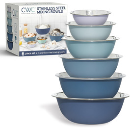 Набір мисок для змішування Cook With Color з нержавіючої сталі, 6 штук, блакитний
