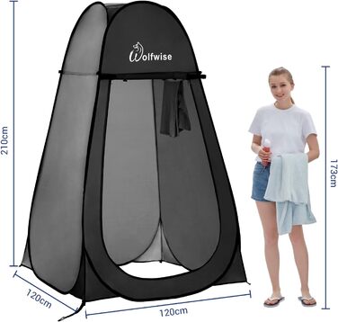 Portable Pop-Up Shower Toilet Privacy Tent - Outdoor Camping Toilet Shelter with Privacy Screen (Black, XL)