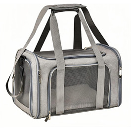 Транспортна сумка для кота та собаки, велика, портативна, для прогулянок на вулиці, складна, дихаюча, велика місткість, для двох маленьких котів, для подорожей на авто (сірий)