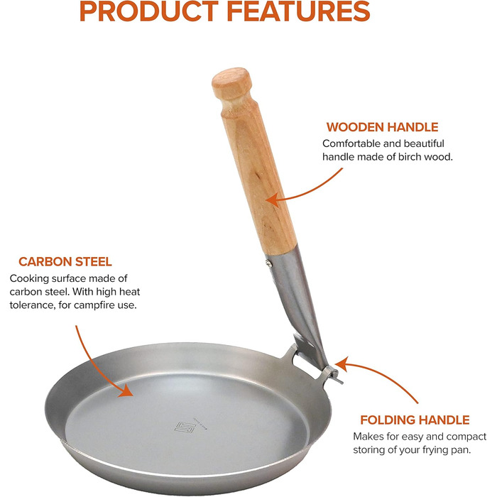 Stabilotherm Jägerpfanne with wooden folding handle | for outdoor cooking & frying over an open fire or grill