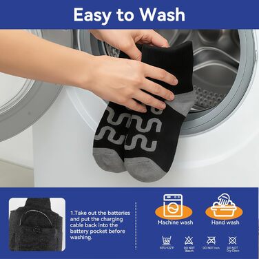 Гріючі шкарпетки для жінок та чоловіків Ninonly з 4 рівнями нагріву, акумулятор 5000mAh, для катання на лижах, піших прогулянок, кемпінгу та зимових активностей