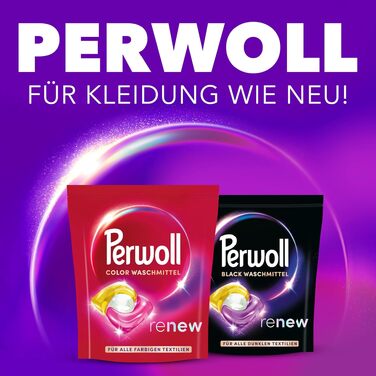 Капсули для прання кольорових речей Perwoll Renew Caps Color All-in-1, відновлення кольору та волокон, 80 прань (2 x 40 шт)