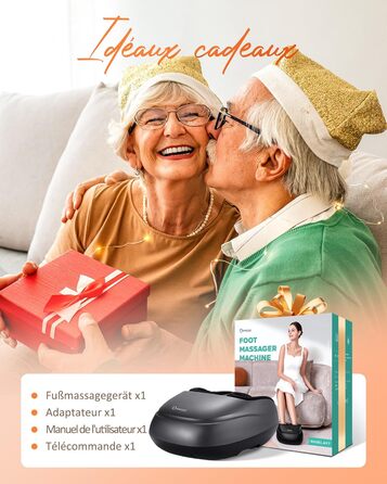 Масажер для ніг KNQZE з підігрівом та функцією Shiatsu, для лікування п'яткової шпори та нейропатії, підходить для розмірів взуття до 46 (сірий)