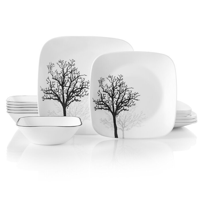 Набір посуду Corelle Service 18 предметів Timber Shadows – міцний скляний посуд для 6 осіб