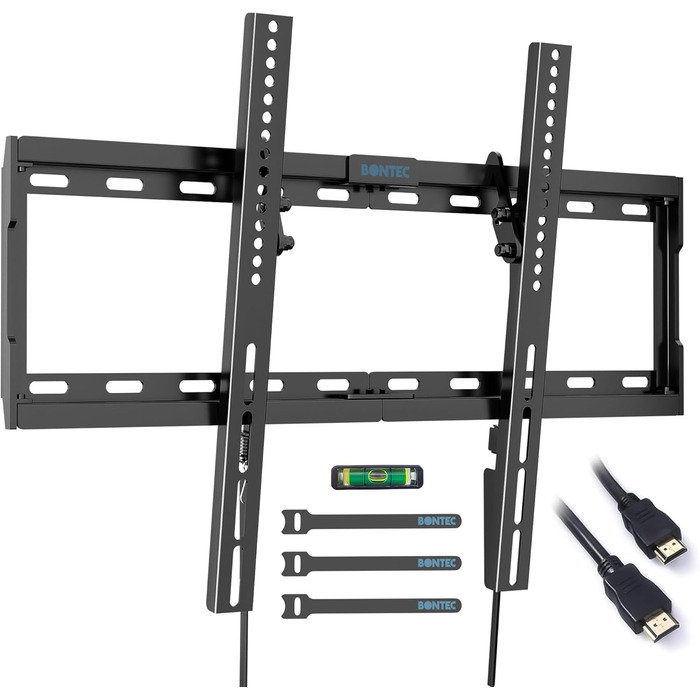 Кріплення для телевізора BONTEC для LED, LCD, OLED, Plasma телевізорів (37-80 дюймів), настінне кріплення, нахил, до 55 кг, VESA 600x400, рівень та стяжки
