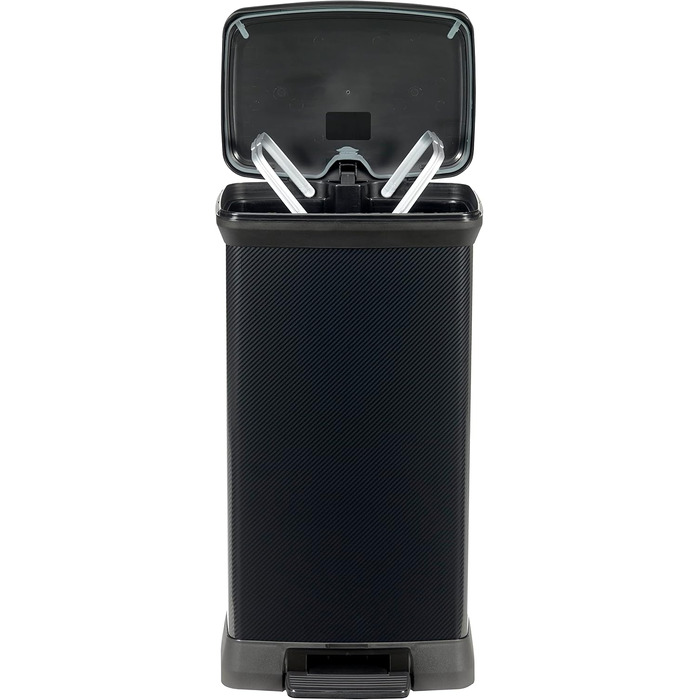 Сміттєвий відро Curver Deco Bin 50Л для кухні з педаллю, системою Soft-Close та герметичною кришкою, чорний металік