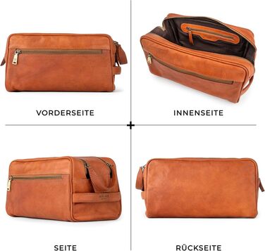 Шкіряна косметичка Berliner Bags Vintage Kulturbeutel Tim XL для чоловіків та жінок, коричнева