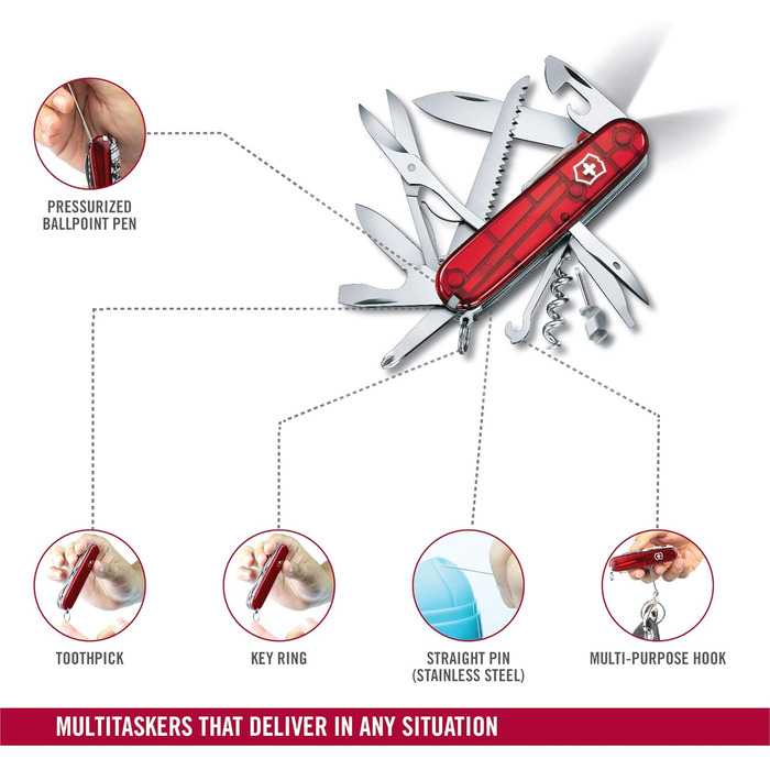 Мультитул Victorinox Huntsman Lite: Швейцарський ніж з 21 функцією, включаючи штопор та міні-викрутка 1.5 мм
